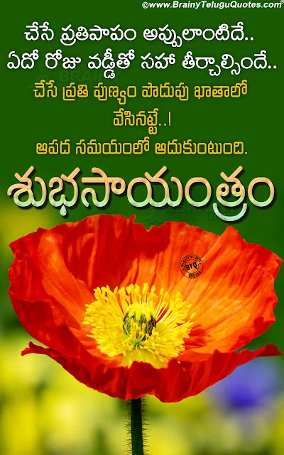 good evening messages in telugu, quotes on good evening in telugu, telugu subhasayantram